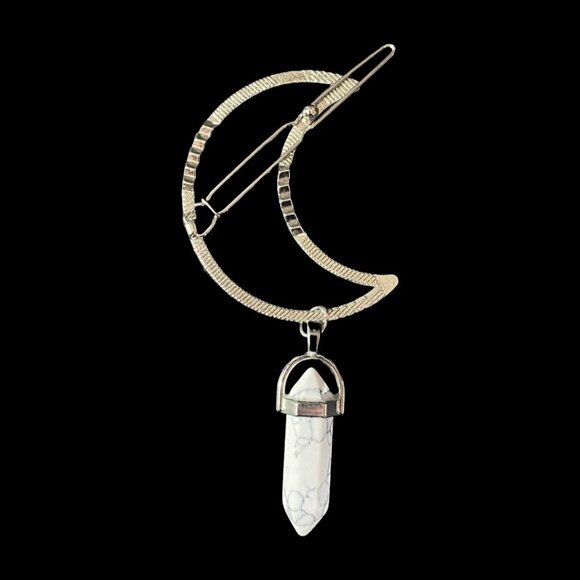 Modern Witch Hat NWT Deep Red + Moon Hair Clip Silvertone w/Stone Pendant NWOT - Picture 14 of 16